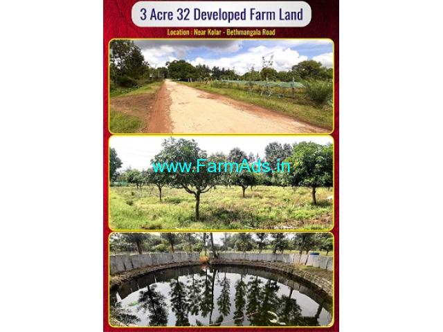 3 Acre 32 Gunta ,12 Gunta Kaarab Land Developed Farm Land Kolar